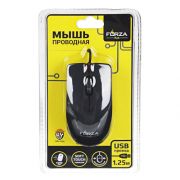 FORZA Компьютерная мышь проводная Компакт, 1200DPI, Soft Touch, чёрный
