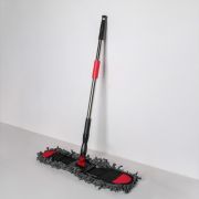 Швабра для мытья пола плоская Доляна, насадка из микрофибры 61×10 см, стальная телескопическая ручка 69-113,5 см